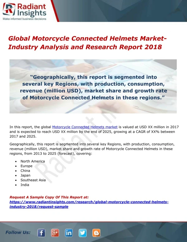 Global Motorcycle Connected Helmets Market- Industry Analysis and Research Report 2018