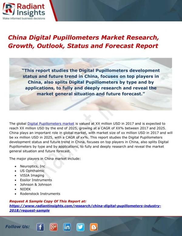 China Digital Pupillometers Market Research, Growth, Outlook, Status and Forecast Report