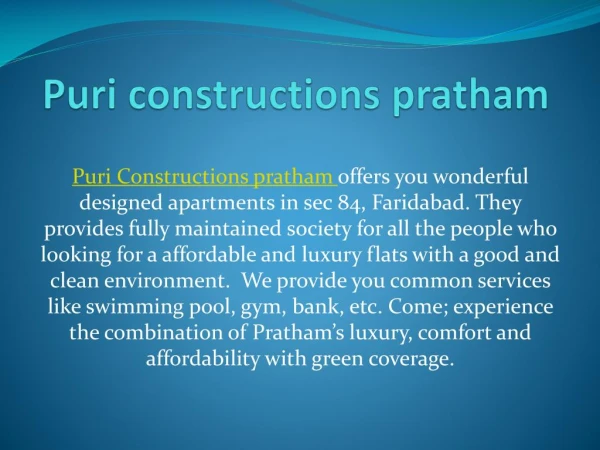 Puri constructions pratham - puri pratham - puri construction