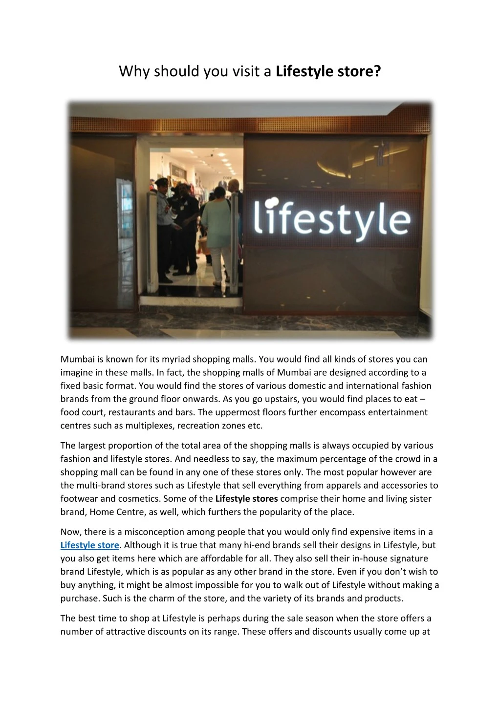 why should you visit a lifestyle store