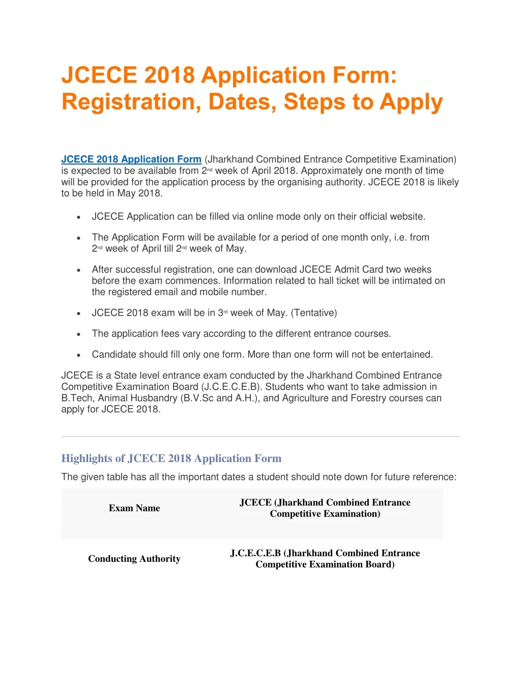 jcece 2018 application form registration dates