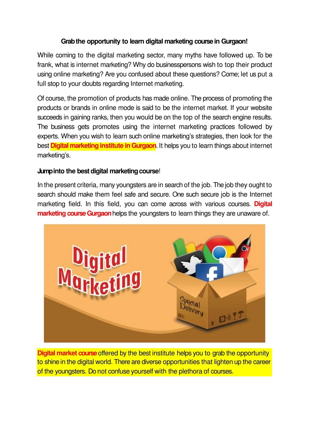 grab the opportunity to learn digital marketing