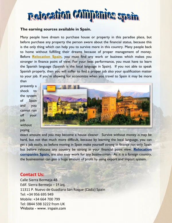 Relocation Companies Spain