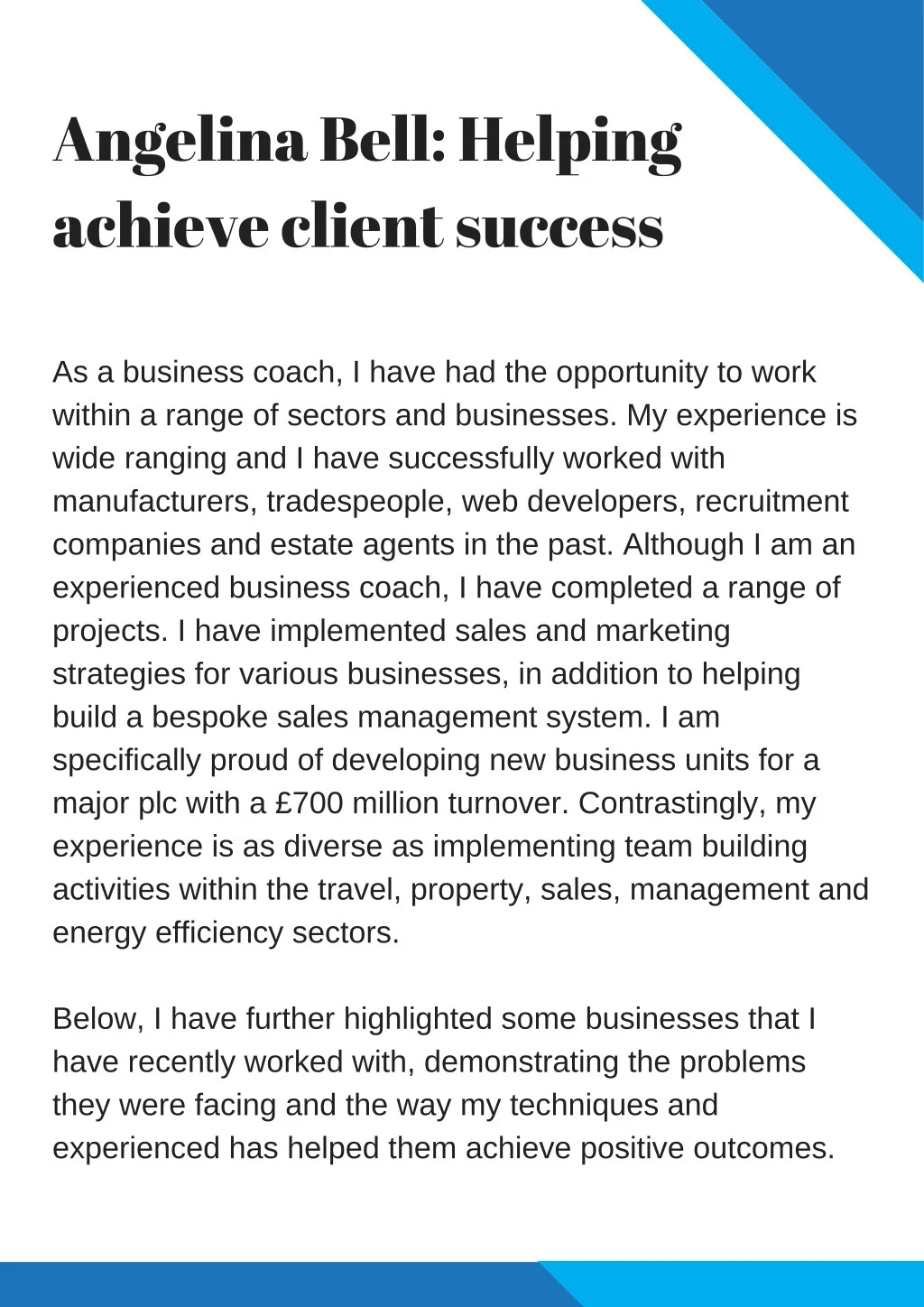 angelina bell helping achieve client success