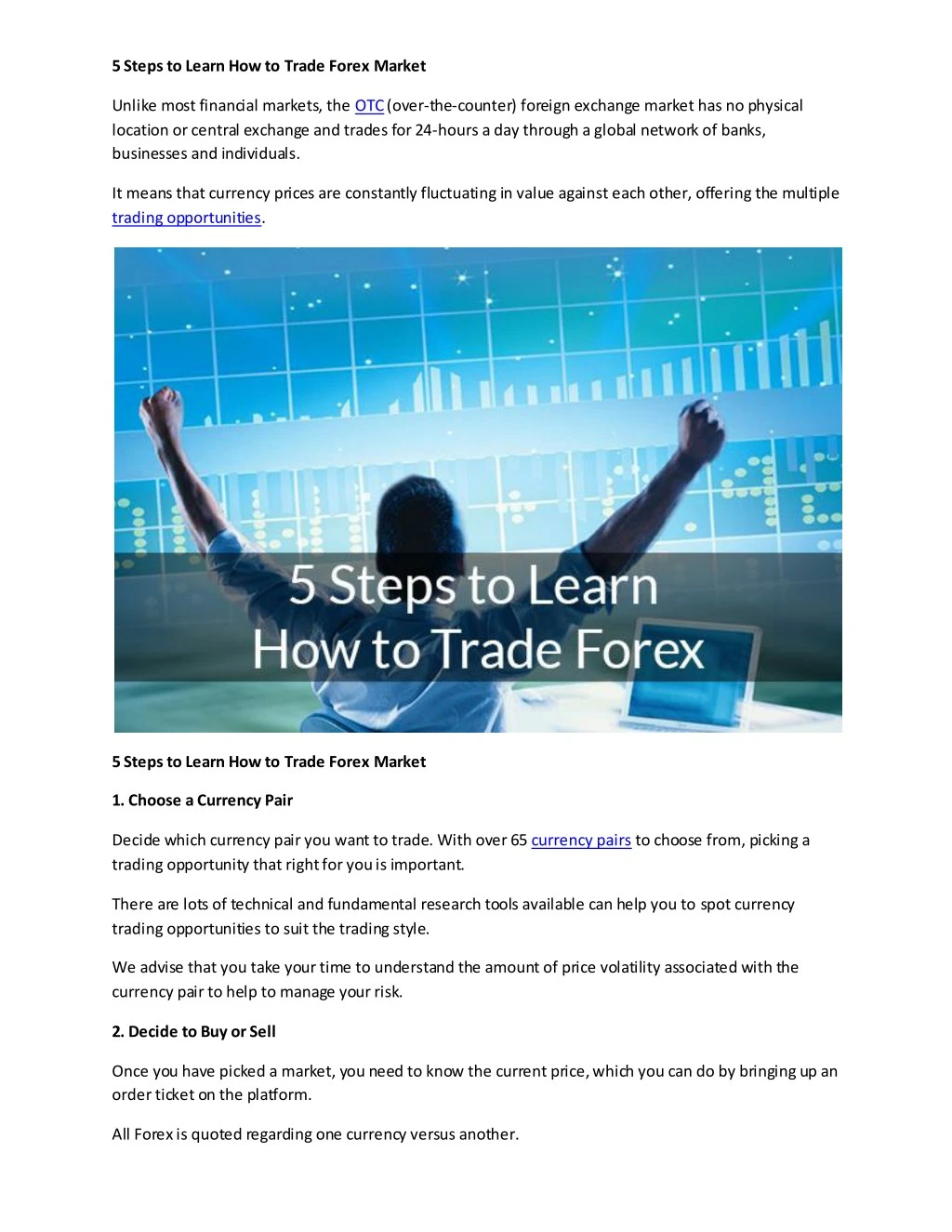 5 steps to learn how to trade forex market