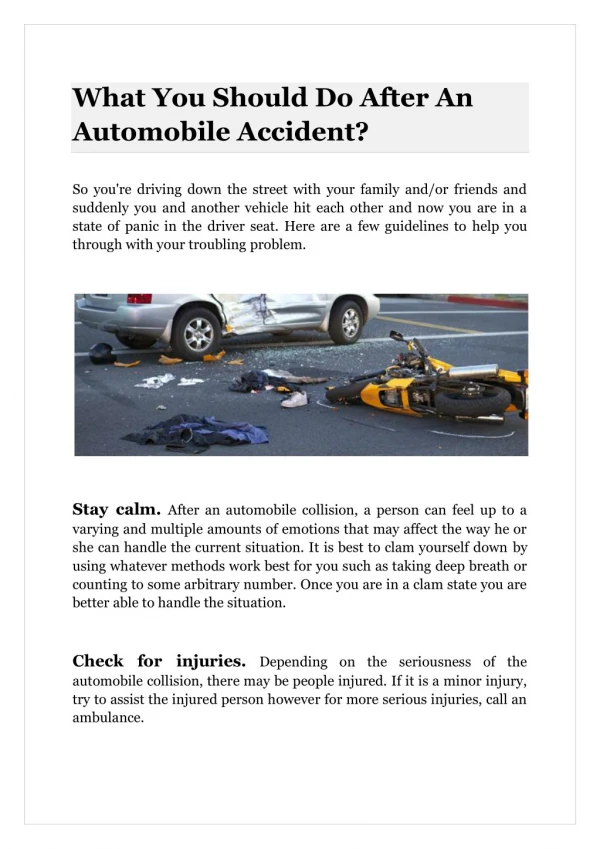 What You Should Do After An Automobile Accident?