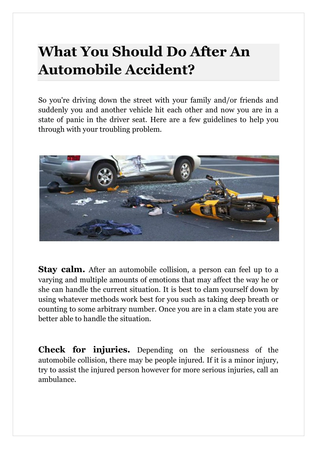 what you should do after an automobile accident