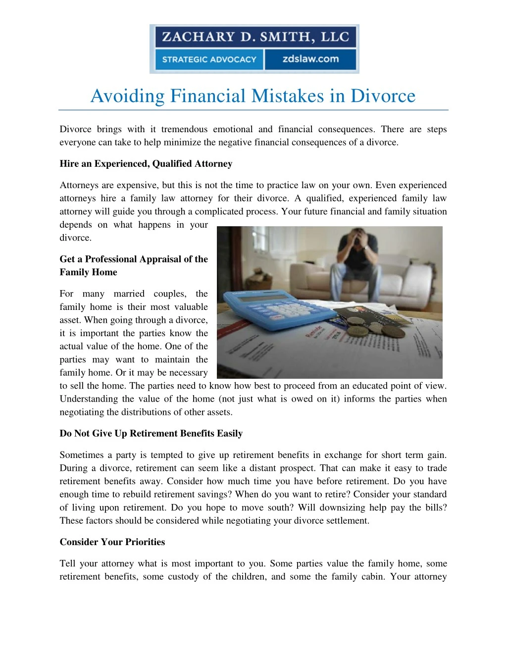 avoiding financial mistakes in divorce
