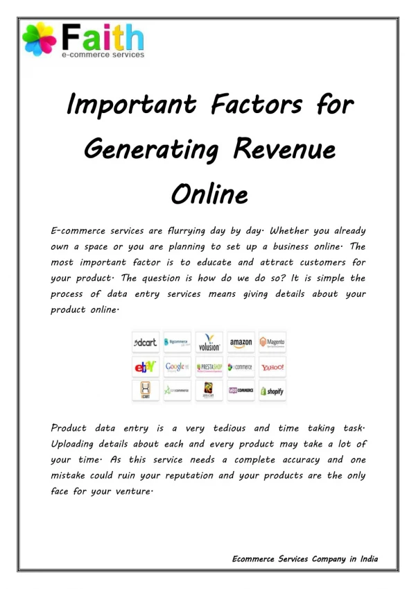 Important Factors for Generating Revenue Online