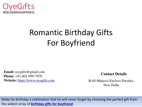 Romantic Birthday Gifts For BoyFriend