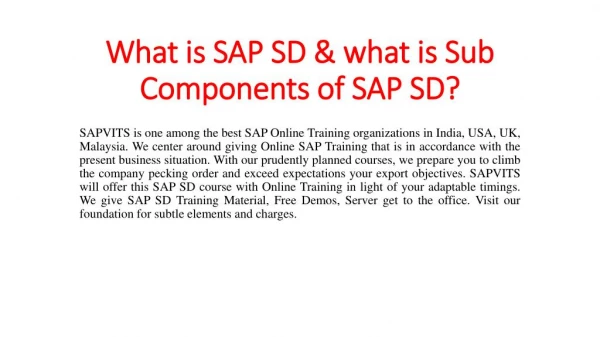 SAP SD Online Training course PPT