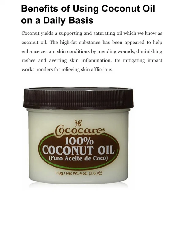 Benefits of Using Coconut Oil on a Daily Basis