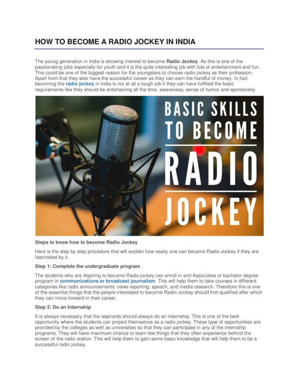 HOW TO BECOME A RADIO JOCKEY IN INDIA