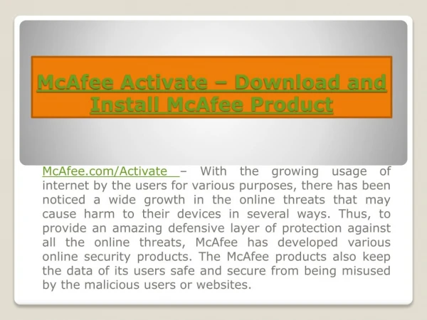 McAfee Activate – Download and Install McAfee Product