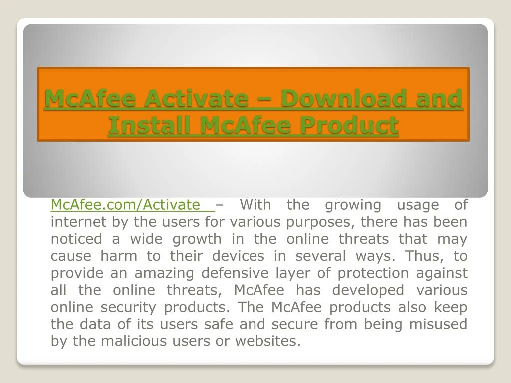 mcafee activate download and install mcafee product