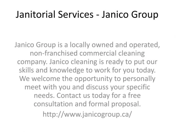 Janitorial Services - Janico Group