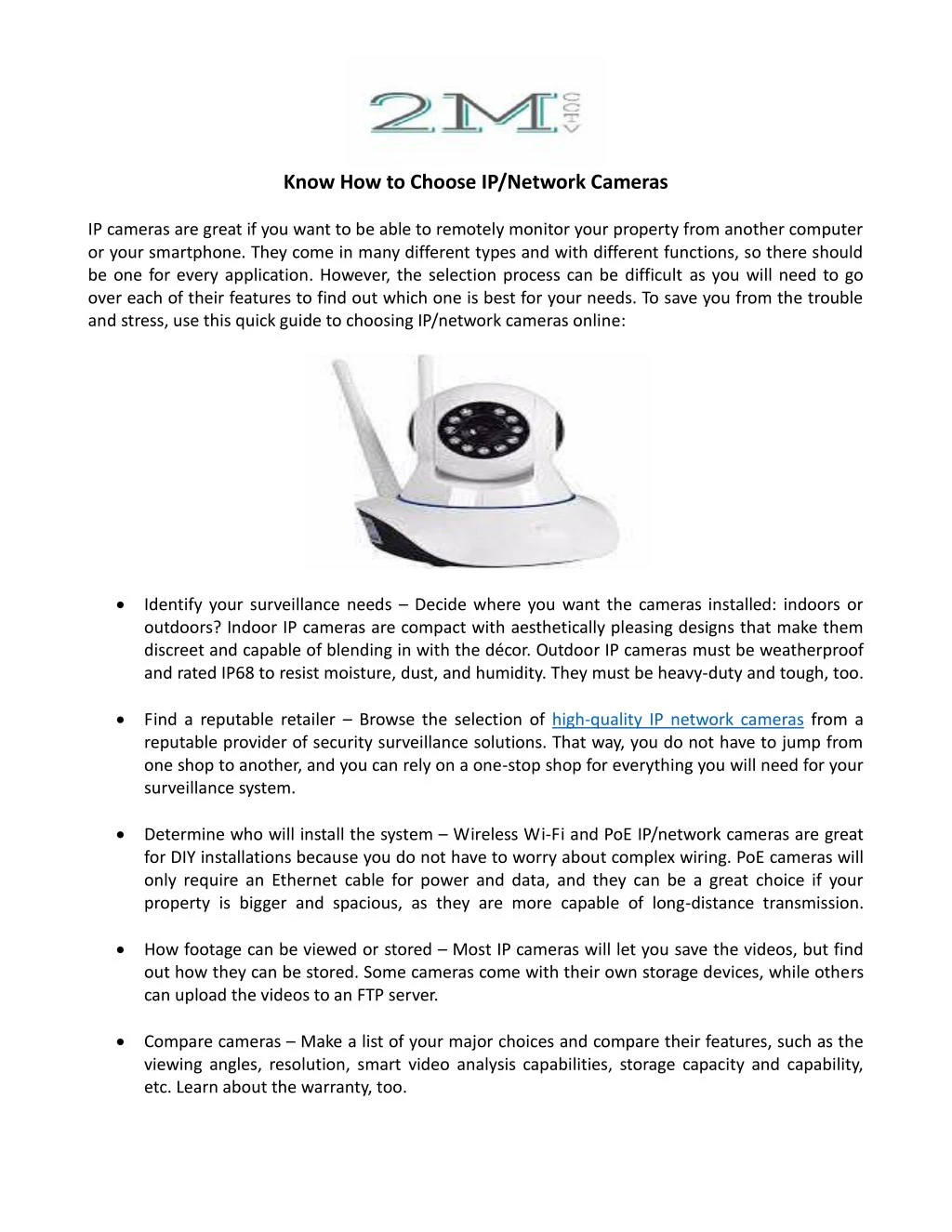 know how to choose ip network cameras