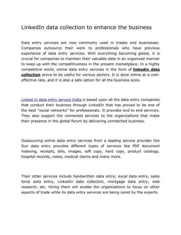 LinkedIn data collection to enhance the business