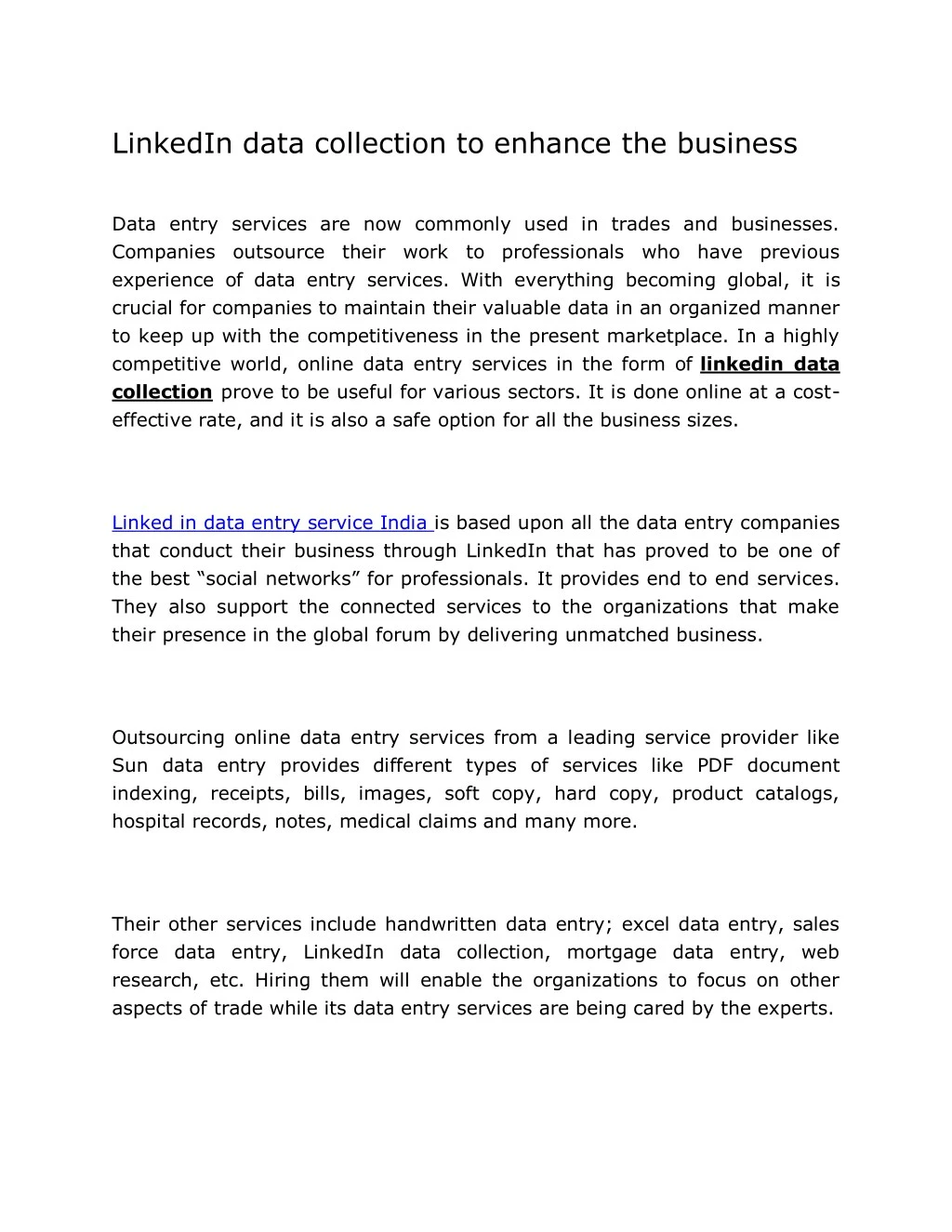 linkedin data collection to enhance the business