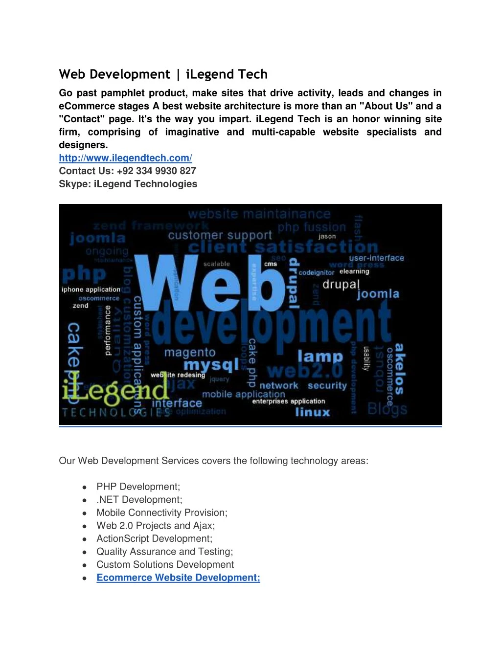 web development ilegend tech