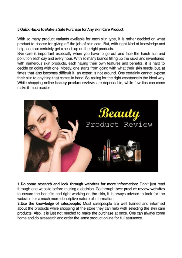 Beauty Product Reviews