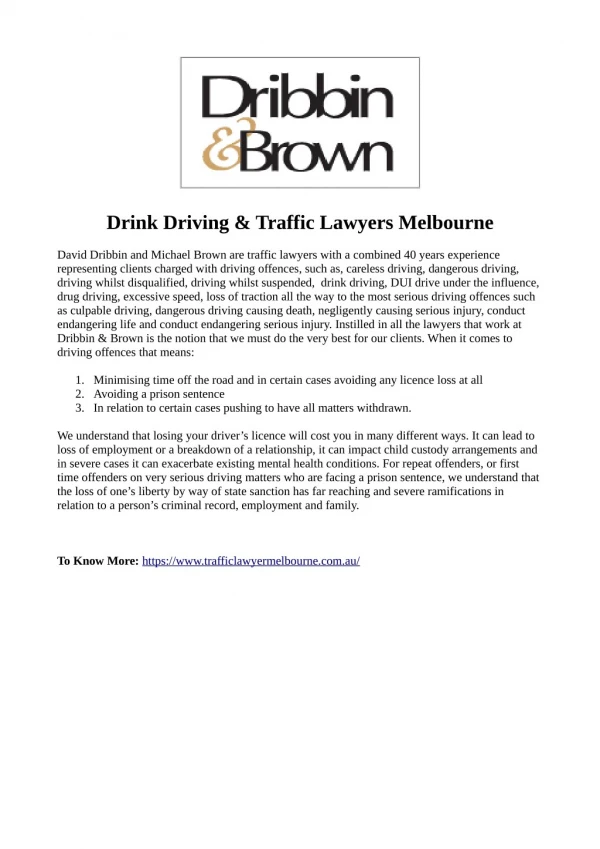 Drink Driving Lawyers Melbourne