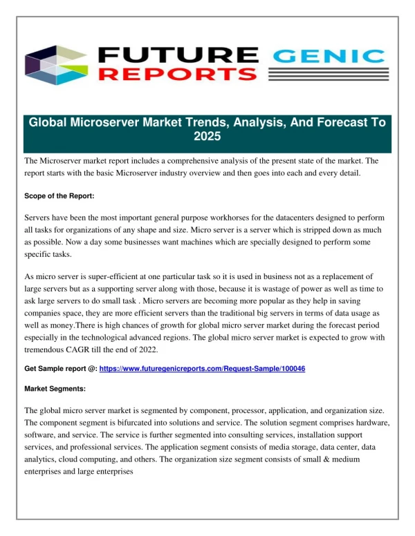 Microserver Market is Ready to Grow Globally with Phenomenal Trend Diversity Between 2018 to 2025