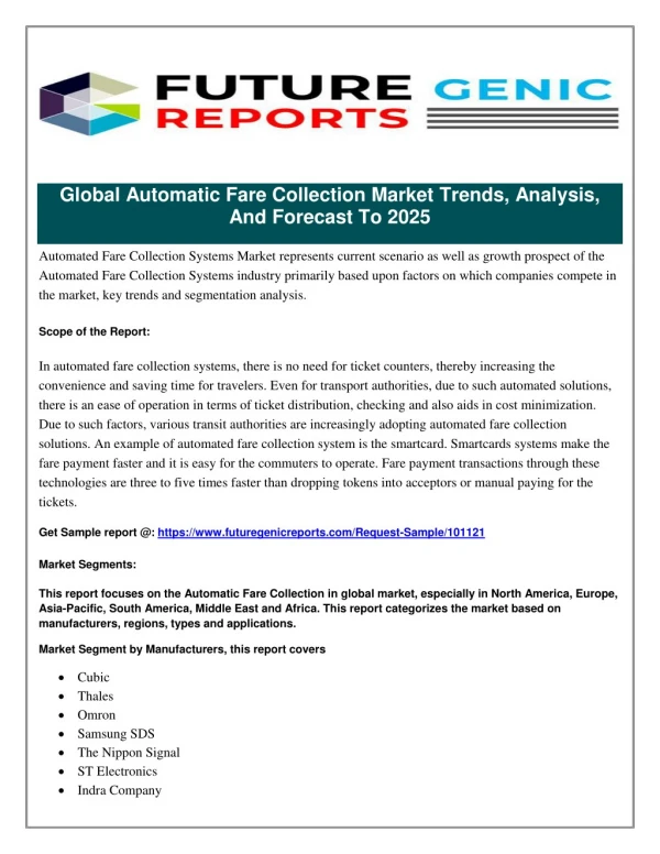 Global Market Study on Automated Fare Collection System: Train Application Segment Projected to Remain Dominant Through