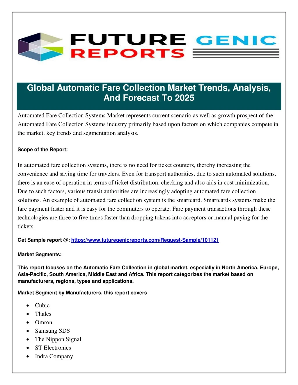 global automatic fare collection market trends