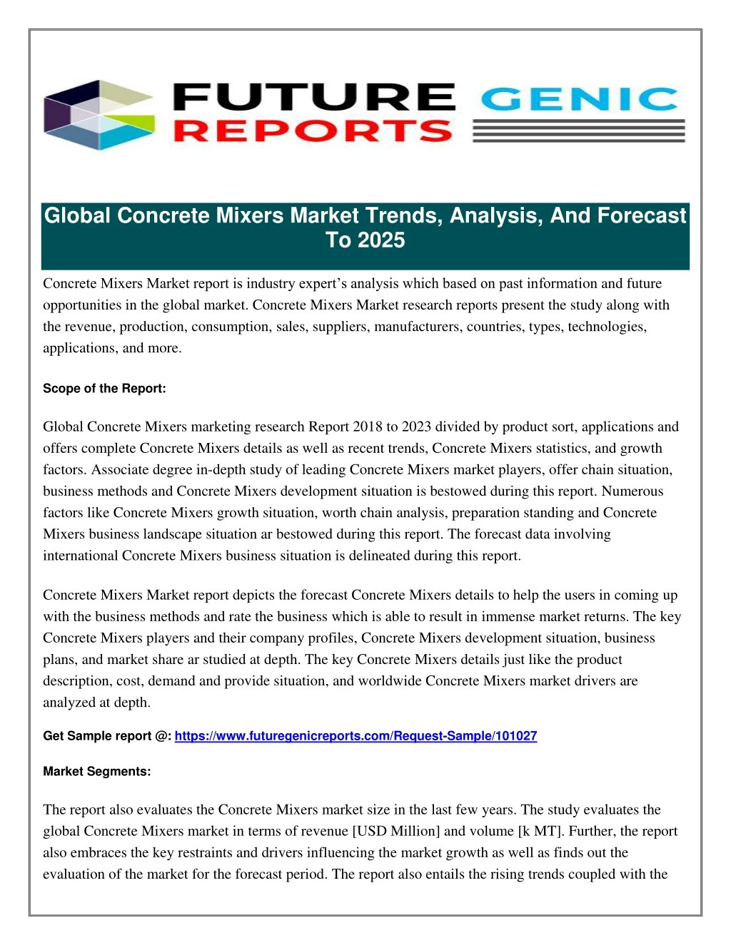 global concrete mixers market trends analysis