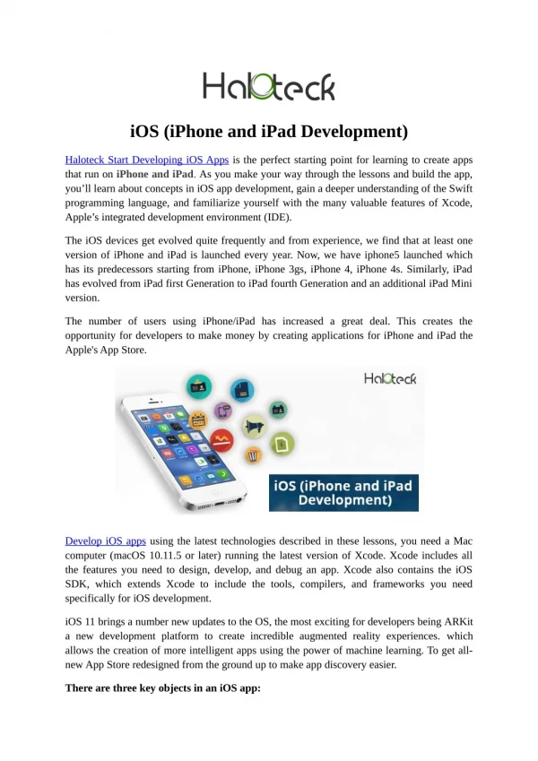 iOS (iPhone and iPad Development)