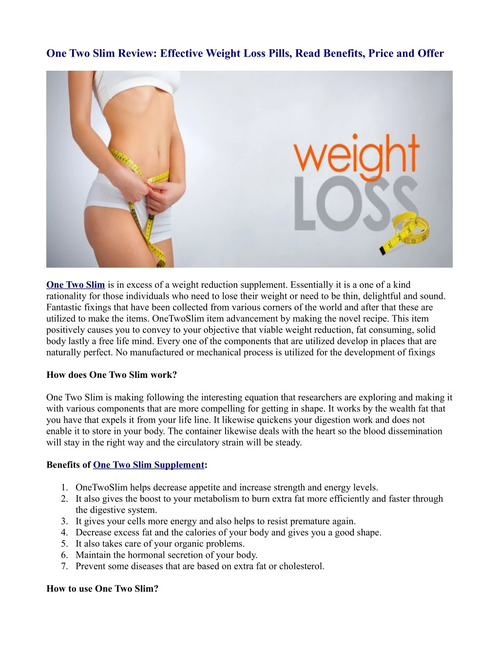 one two slim review effective weight loss pills