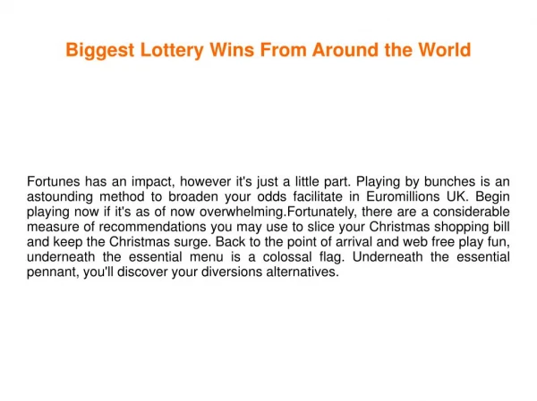 Biggest Lottery Wins From Around the World