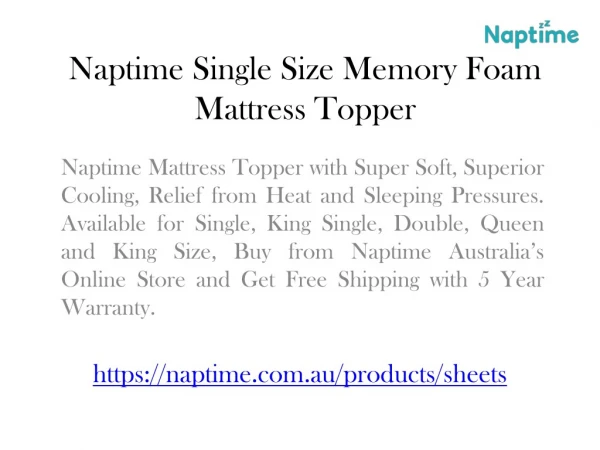 Naptime Single Mattress Topper For Double Bed