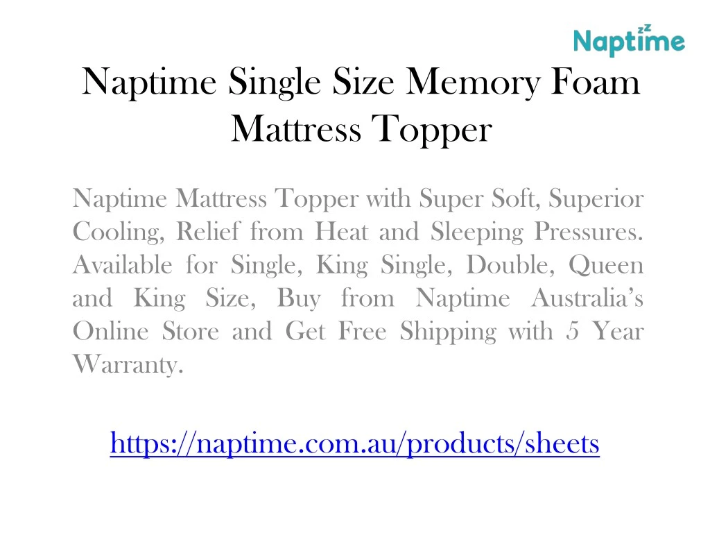 naptime single size memory foam mattress topper