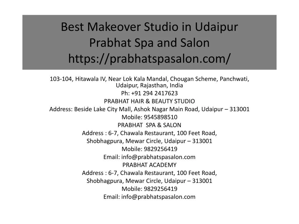 best makeover studio in udaipur prabhat spa and salon https prabhatspasalon com