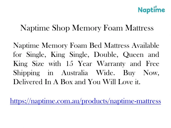 Naptime Buy Mattress Online Australia