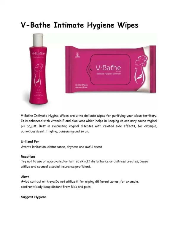 V-Bathe Intimate Hygiene Wipes