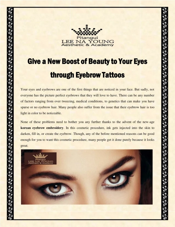 Give a New Boost of Beauty to Your Eyes through Eyebrow Tattoos
