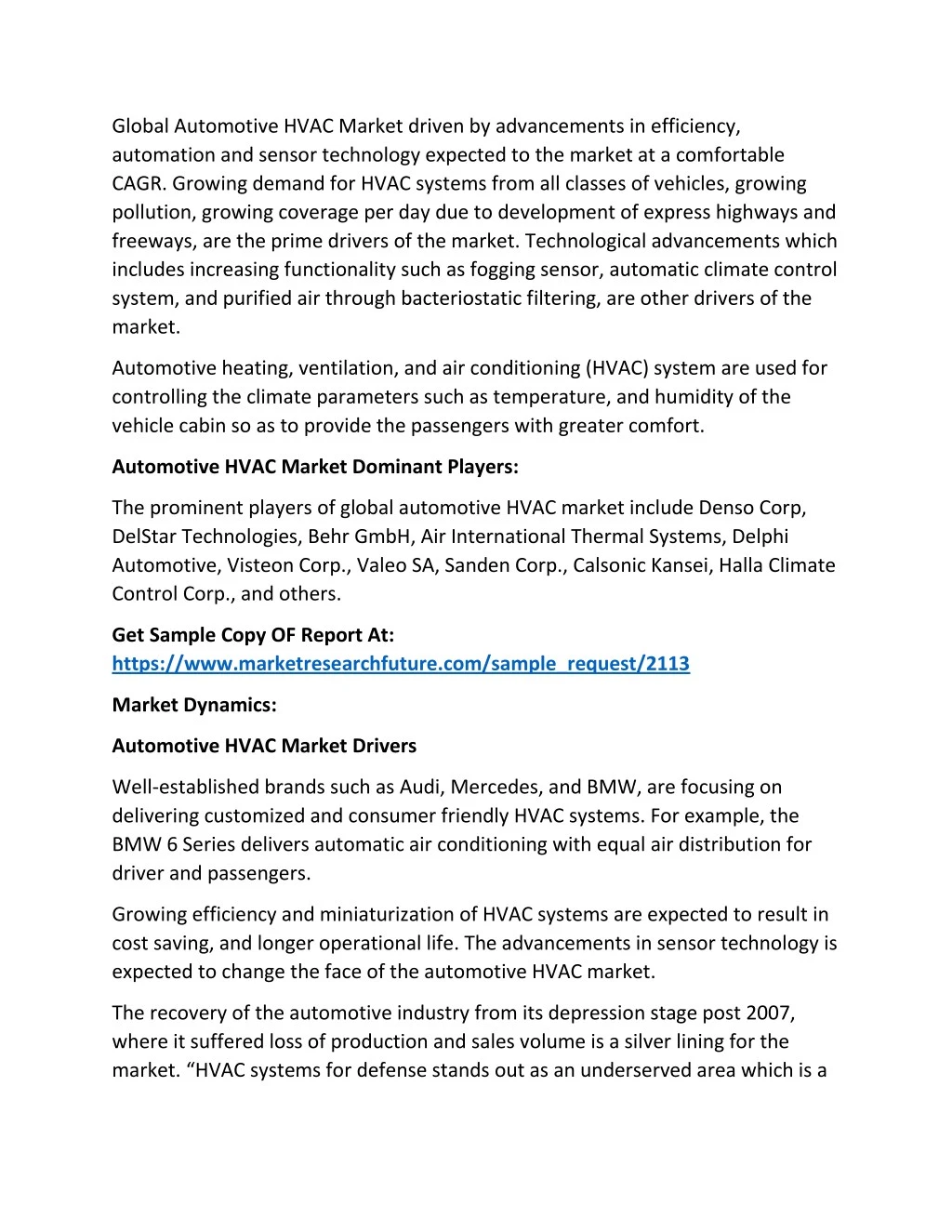 global automotive hvac market driven