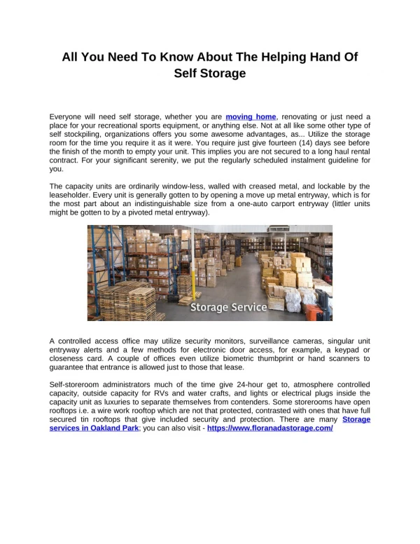All You Need To Know About The Helping Hand Of Self Storage