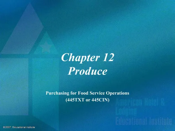 Chapter 12 Produce