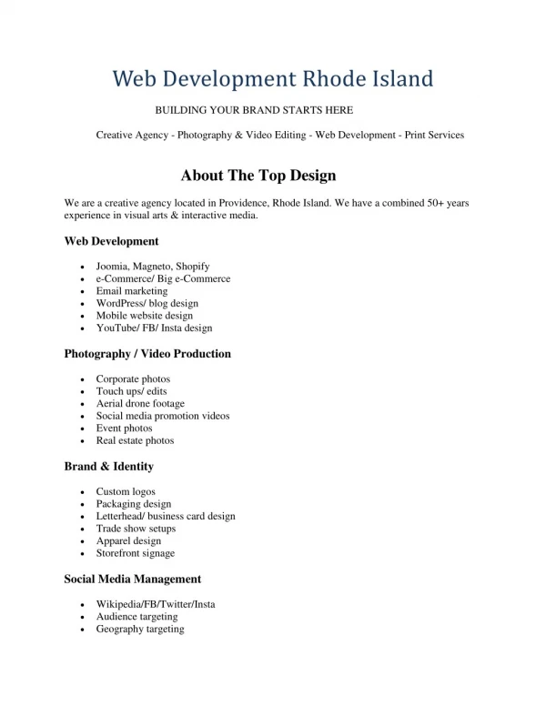 Web Development Rhode Island