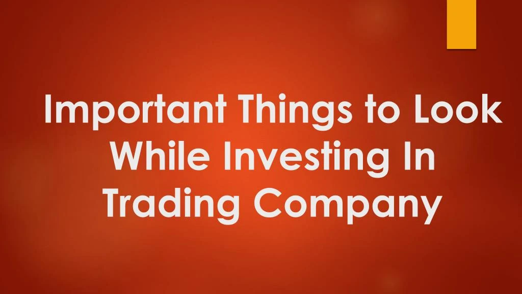 important things to look while investing in trading company