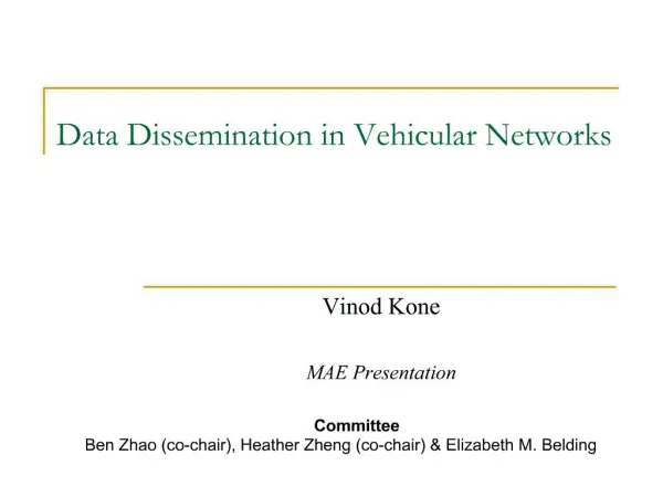 Data Dissemination in Vehicular Networks