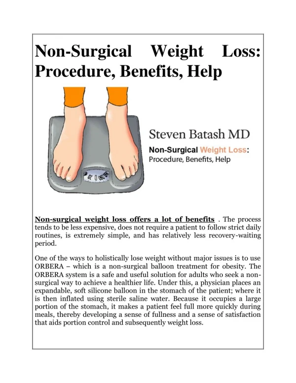 Non-Surgical Weight Loss: Procedure, Benefits, Help