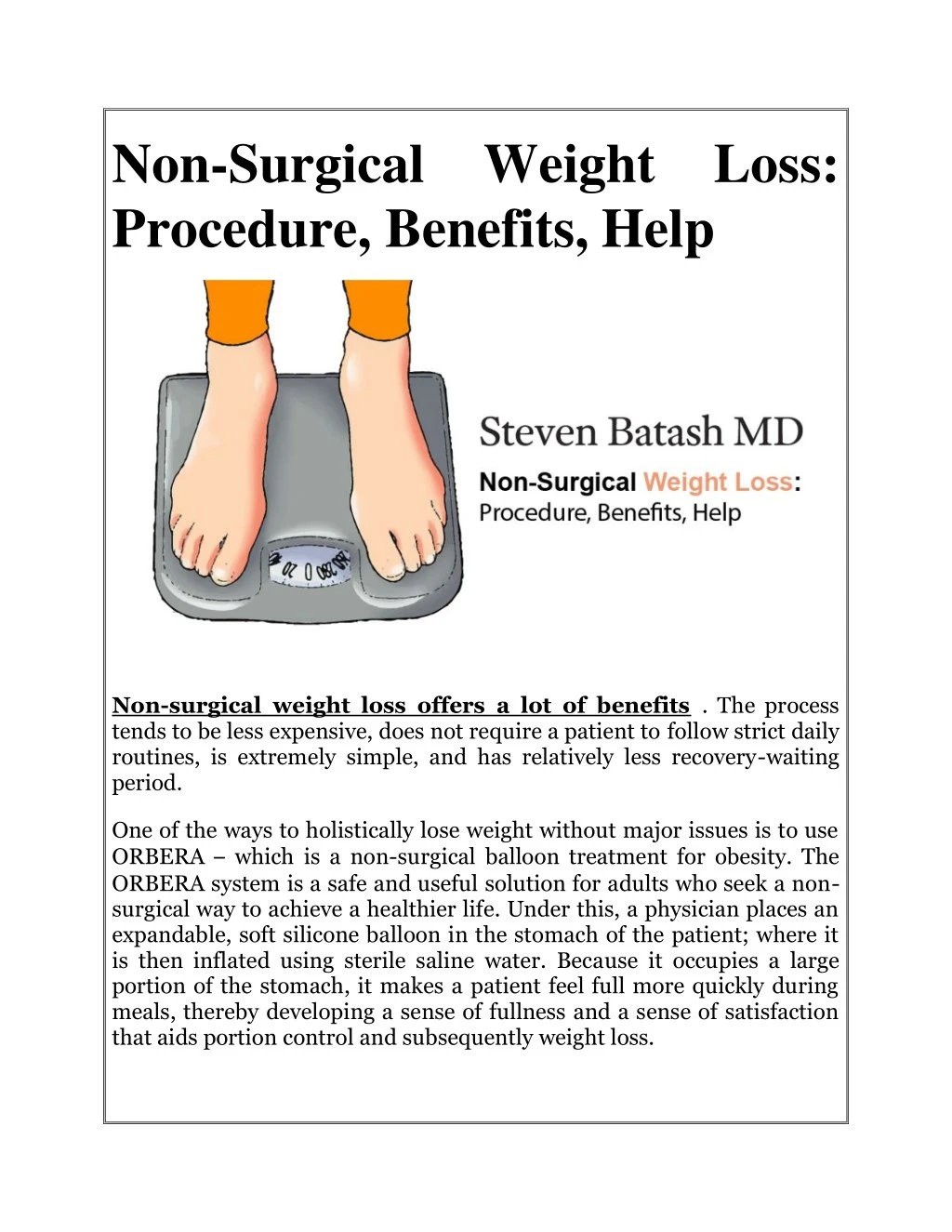 non surgical weight loss procedure benefits help