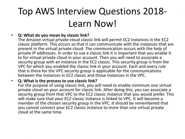 The Best AWS Interview Questions & Answers 2018 - Learn Now!