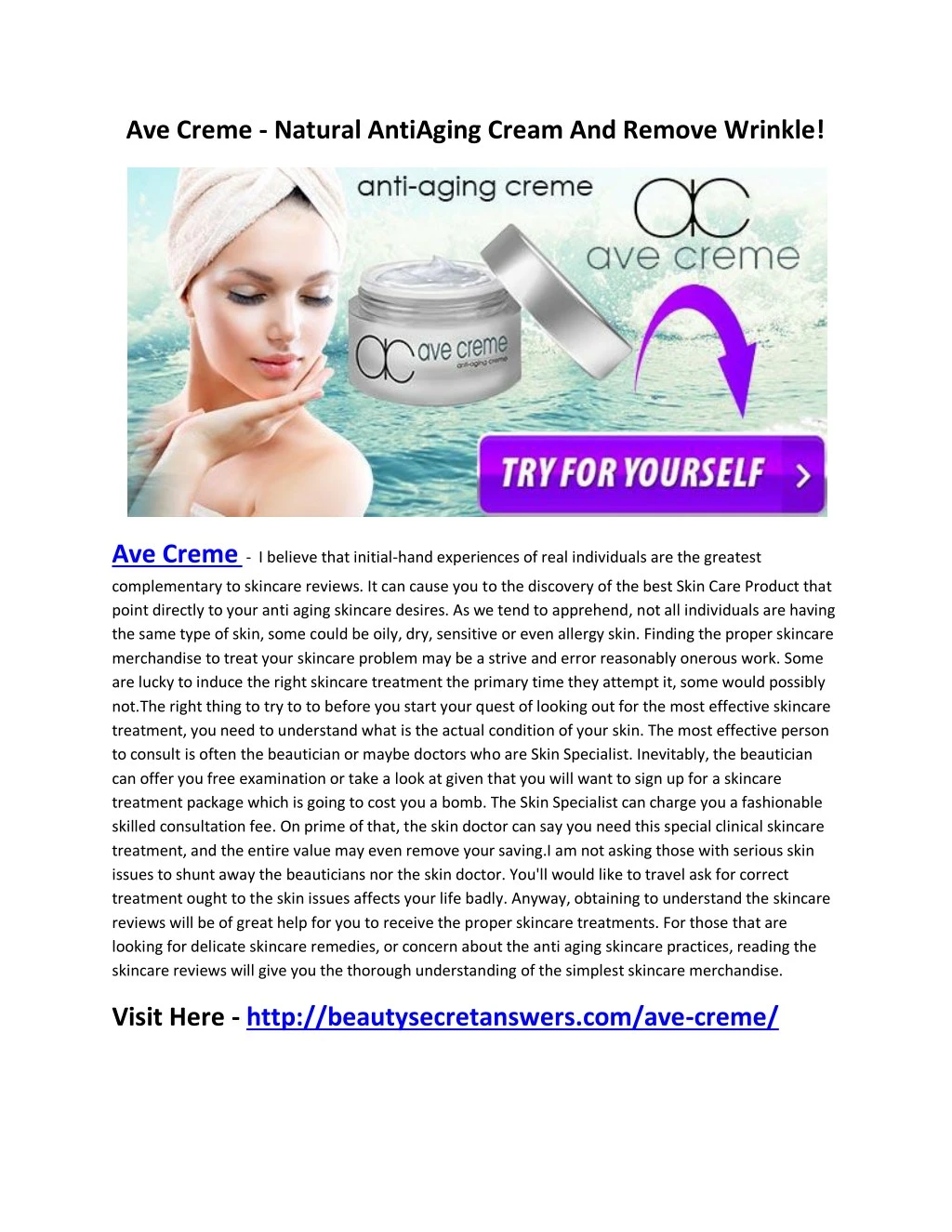 ave creme natural antiaging cream and remove