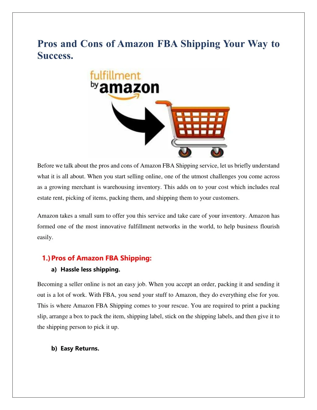 pros and cons of amazon fba shipping your